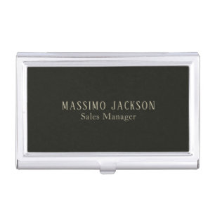 Custom pastel grey personalized minimalist name business card case