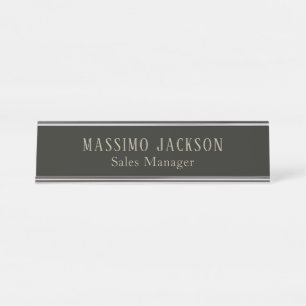 Custom pastel grey personalized minimalist name desk name plate