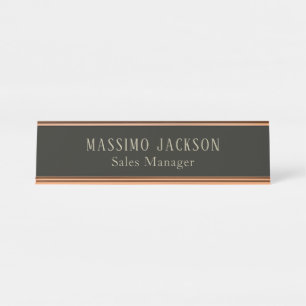 Custom pastel grey personalized minimalist name desk name plate