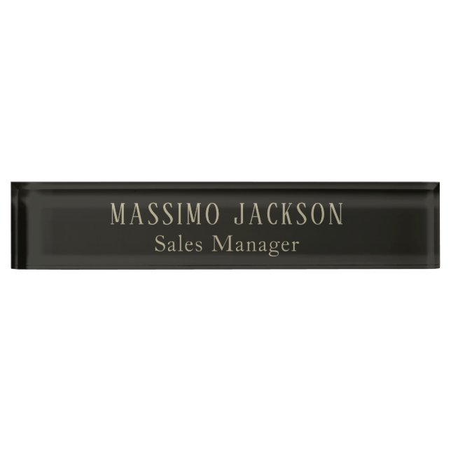 Custom pastel grey personalized minimalist name desk name plate (Front)