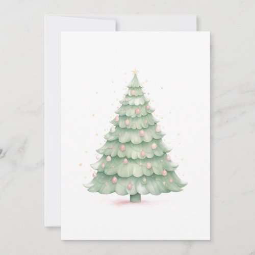 Custom Pastel Holiday Tree Christmas Note Card
