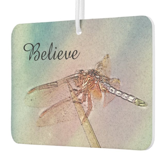 Custom Pastel Inspirational Dragonfly Air Freshener (Left)