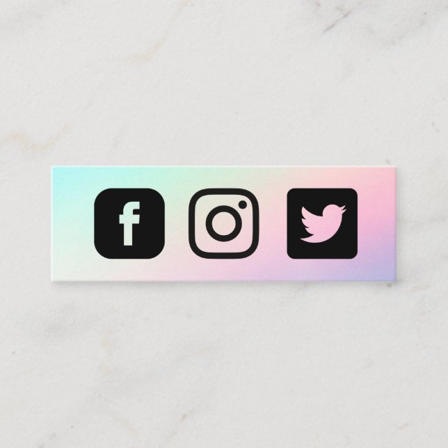 Custom Pastel Instagram Facebook Twitter Mini Business Card (Front)