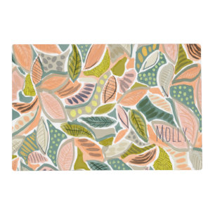 Custom Pastel Leaves Placemat