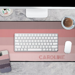 Custom Pastel Mauve Blush Pink Stripes Art Pattern Desk Mat