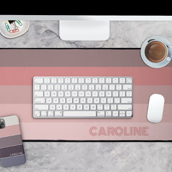 Custom Pastel Mauve Blush Pink Stripes Art Pattern Desk Mat by CaseConceptCreations at Zazzle
