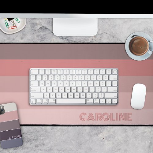 Custom Pastel Mauve Blush Pink Stripes Art Pattern Desk Mat