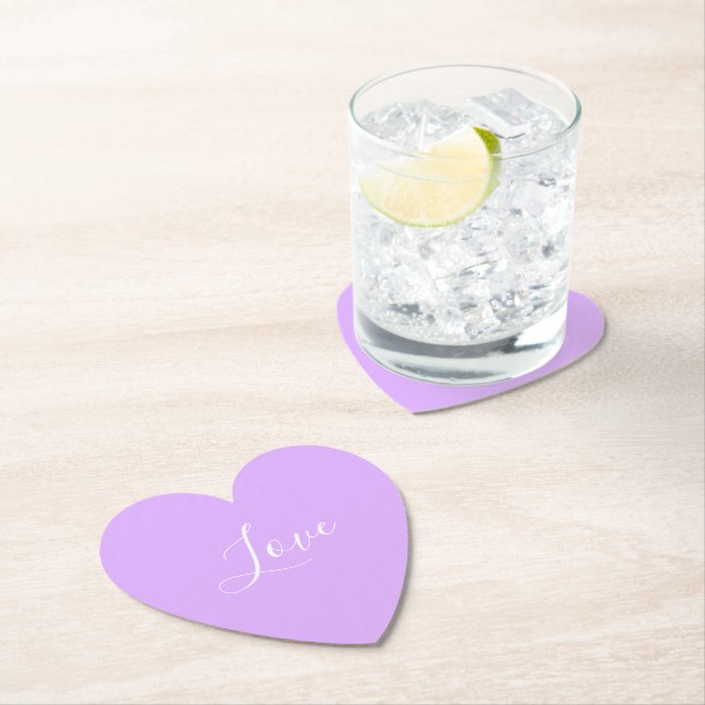 Custom Pastel Mauve Solid Color Minimalist Wedding Paper Coaster (Insitu)