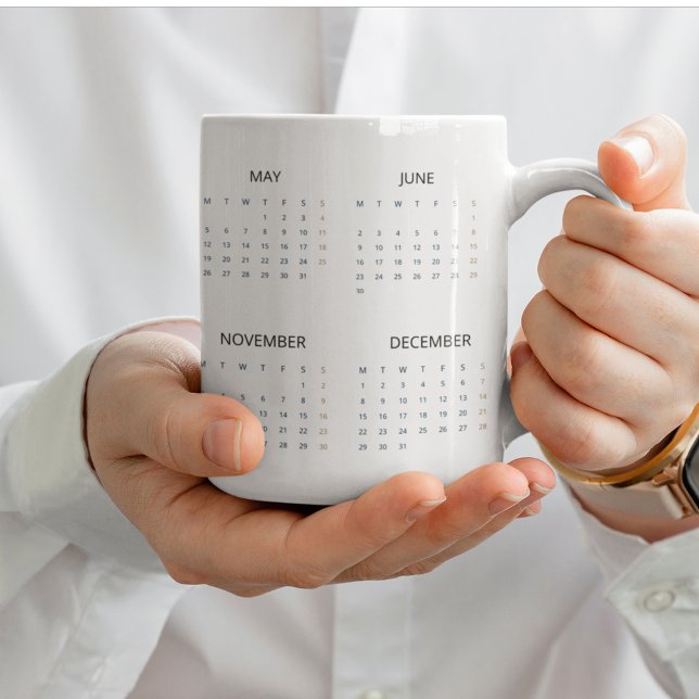 Custom Pastel Mint 2025 Calendar Elegant Giant Coffee Mug (Creator Uploaded)