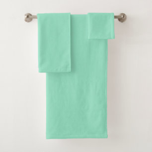 Custom Pastel Mint Solid Color Minimalist Bath Towel Set