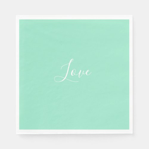 Custom Pastel Mint Solid Color Minimalist Wedding  Napkins