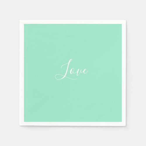 Custom Pastel Mint Solid Color Minimalist Wedding  Napkins