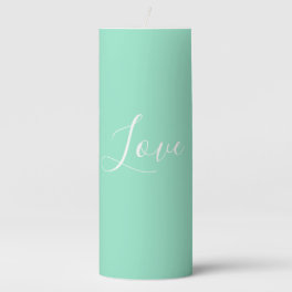 Custom Pastel Mint Solid Color Minimalist Wedding Pillar Candle