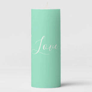 Custom Pastel Mint Solid Color Minimalist Wedding  Pillar Candle