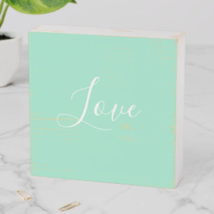 Custom Pastel Mint Solid Color Minimalist Wedding  Wooden Box Sign