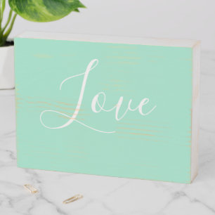 Custom Pastel Mint Solid Color Minimalist Wedding  Wooden Box Sign