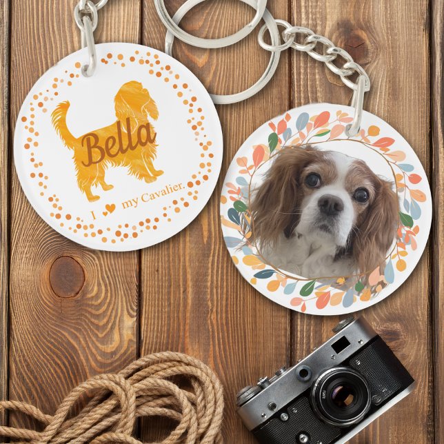 Custom Pastel Orange Cavalier Silhouette Keychain (Creator Uploaded)