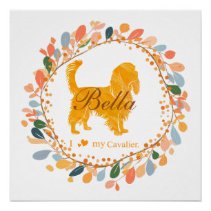 Custom Pastel Orange Cavalier Silhouette Poster