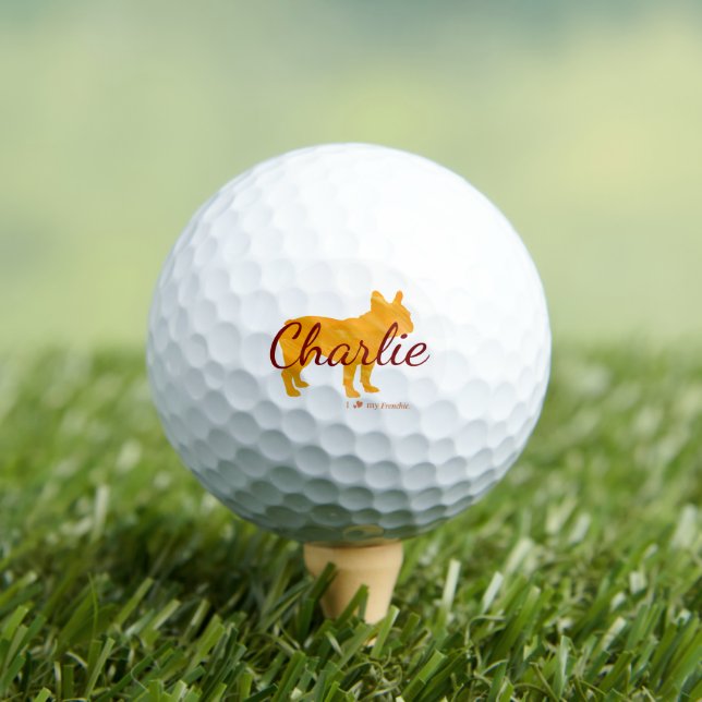 Custom Pastel Orange French Bulldog - Frenchie Golf Balls (Insitu Tee)