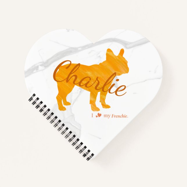 Custom Pastel Orange French Bulldog - Frenchie Notebook (Front)