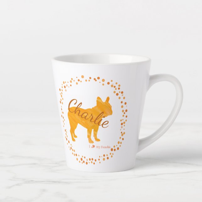 Custom Pastel orange french bulldog Silhouette mug (Right)