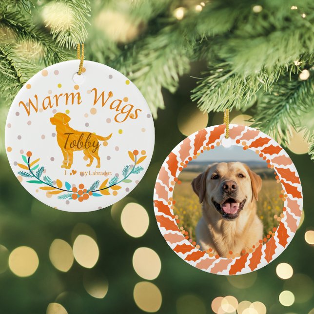 Custom Pastel Orange Labrador Retriever Christmas  Ceramic Ornament (Creator Uploaded)