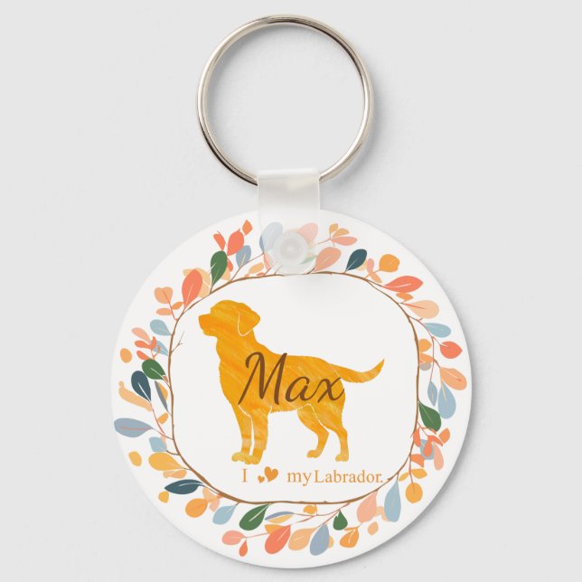 Custom pastel orange labrador retriever keychain (Front)