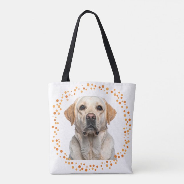Custom pastel orange Labrador Retriever tote bag (Back)