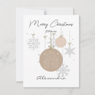 Custom pastel ornaments and snowflakes pink note card