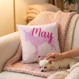 Custom Pastel Pink Chihuahua Silhouette Accent Throw Pillow