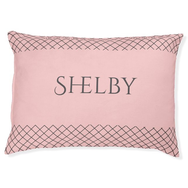 Custom Pastel Pink Dog Bed | Personalized Pet Name (Front)