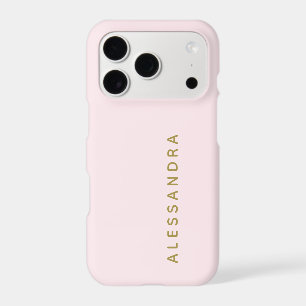 Custom Pastel Pink Gold Name Minimalist Modern iPhone 17 Pro Case