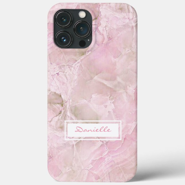 Custom Pastel Pink Gray Agate Marble Art Pattern Case-Mate iPhone Case (Back)