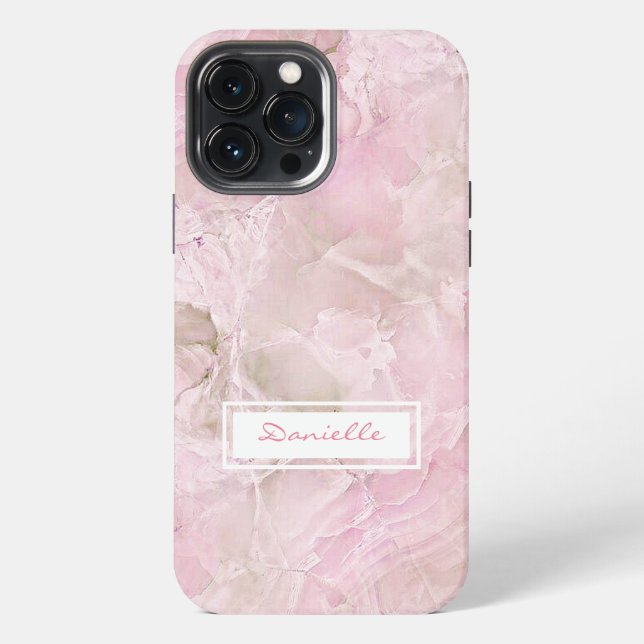 Custom Pastel Pink Gray Agate Marble Art Pattern Iphone Case (Back)