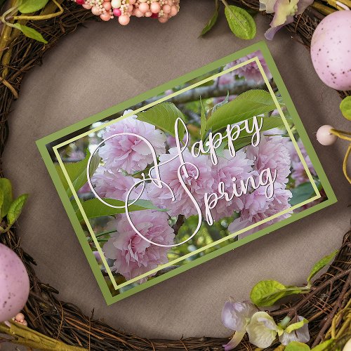 Custom Pastel Pink Happy Spring Stylish Floral Holiday Card
