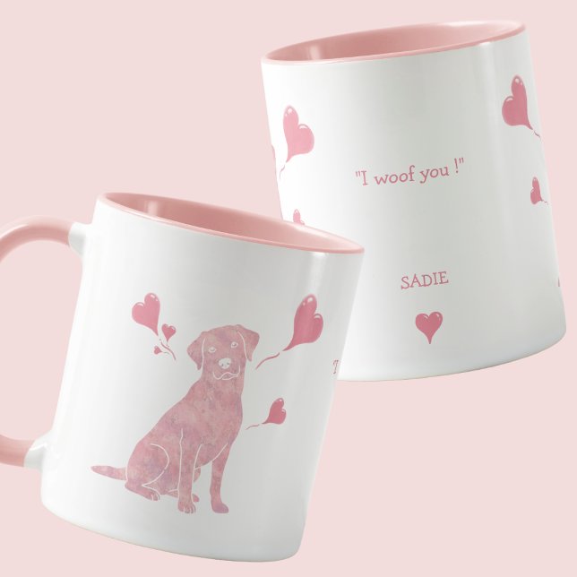 Custom Pastel Pink Labrador Retriever Valentine Mug (Creator Uploaded)