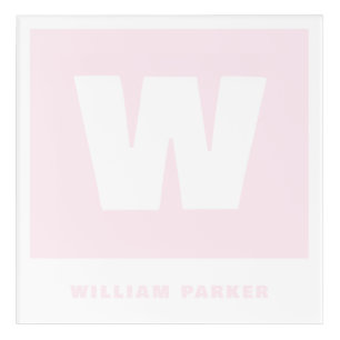 Custom Pastel Pink Name & Monogram Retro Nursery Acrylic Print