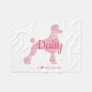 Custom Pastel Pink Poodle Cozy Dog Mom Fleece Gift Blanket