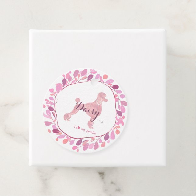 Custom Pastel Pink Poodle Silhouette Gift Tag (In Situ)