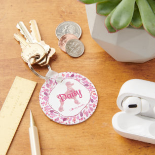 Custom Pastel Pink Poodle Silhouette  Keychain