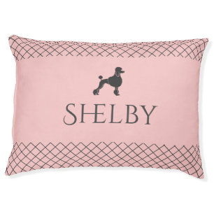 Custom Pastel Pink Poodle Silhouette Matching Pet Bed