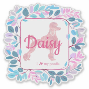 Custom Pastel Pink Poodle Silhouette Sticker
