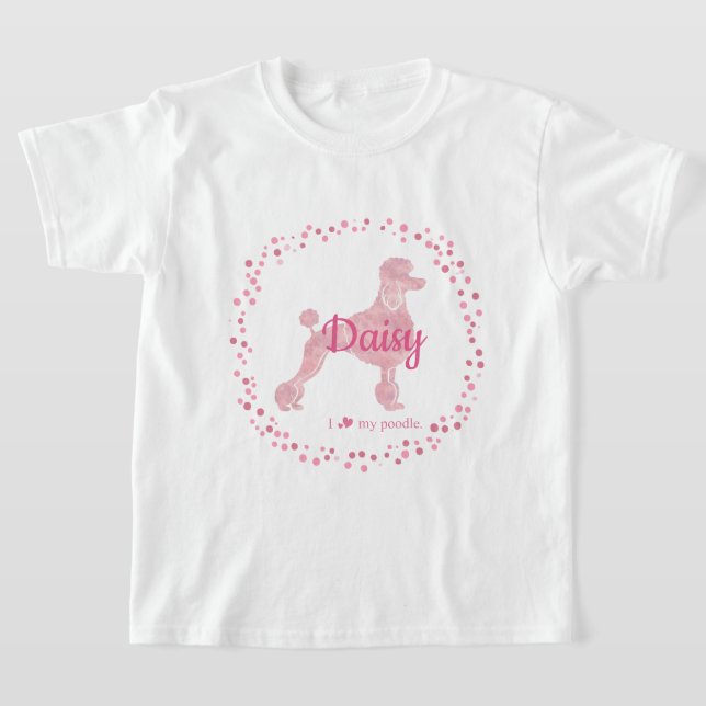 Custom Pastel Pink Poodle Silhouette T-shirt (Laydown)