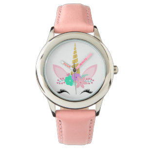 CUSTOM PASTEL PINK SMILING UNICORN WATCH