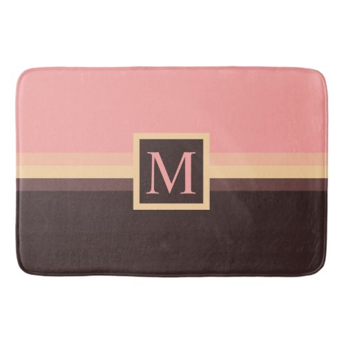 Custom Pastel Pink Yellow Brown Color Block Bath Mat