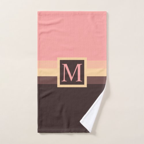 Custom Pastel Pink Yellow Brown Color Block Hand Towel