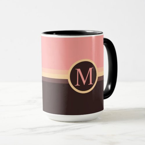 Custom Pastel Pink Yellow Brown Color Block Mug