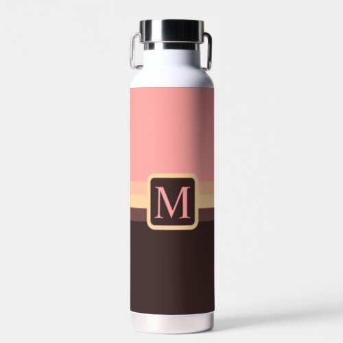 Custom Pastel Pink Yellow Brown Color Block Water Bottle