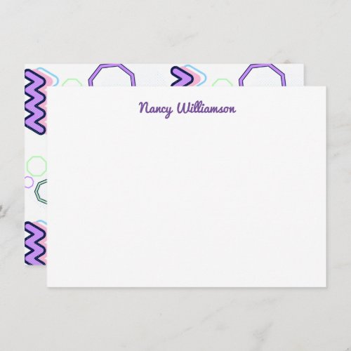 Custom Pastel Purple Hexagon Funky Add Name  Note Card