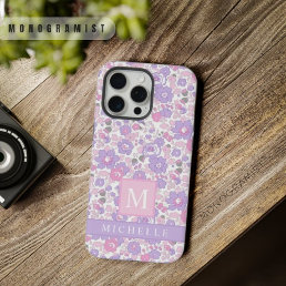 Custom Pastel Purple White Floral Pink Flowers iPhone 15 Pro Max Case